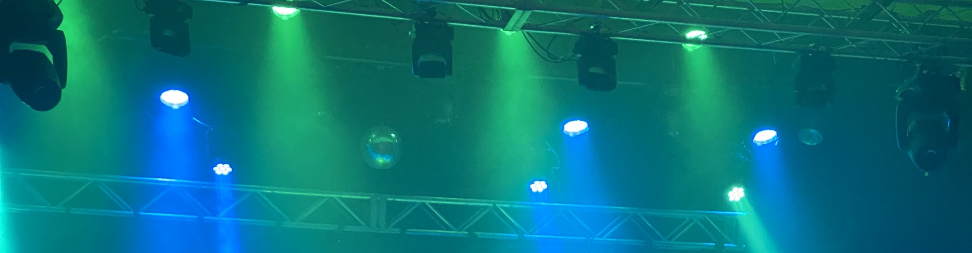 blue and green theater stage lights Lafayette